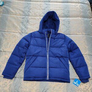 Member's Mark royal blue boy's puffer jacket, detachable hood, NWTs, L (10/12)